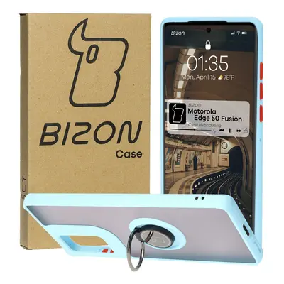 Etui z uchwytem na palec Bizon Case Hybrid Ring do Motorola Edge 50 Fusion, przydymione z jasnon