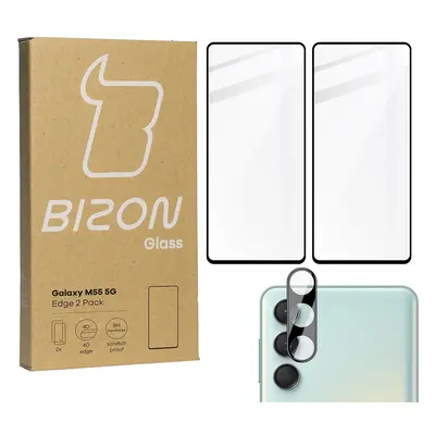 2x Szkło + szybka na aparat BIZON Edge 2 Pack do Galaxy M55 5G