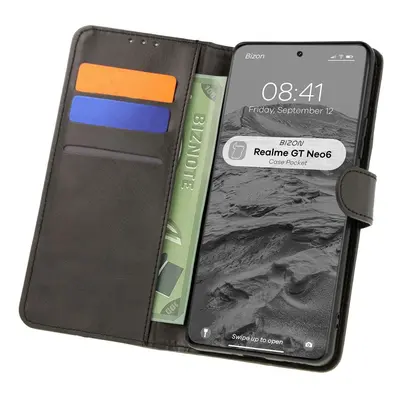 Etui z klapką Bizon Case Pocket do Realme GT 6 / 6T / Neo 6 / Neo 6 SE, czarne