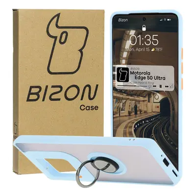 Etui z uchwytem na palec Bizon Case Hybrid Ring do Motorola Edge 50 Ultra, przydymione z jasnoni