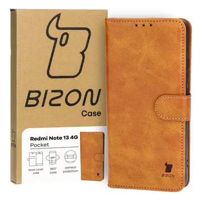 Etui z klapką Bizon Case Pocket do Xiaomi Redmi Note 13 4G, brązowe