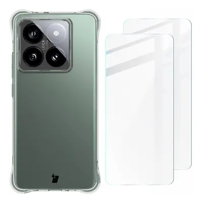 Etui + 2x szkło Bizon Case Clear Pack do Xiaomi 14T Pro, przezroczyste