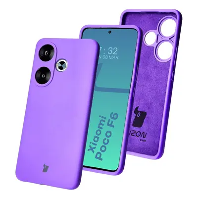 Silikonowe etui Bizon Soft Case do Xiaomi Poco F6, fioletowe