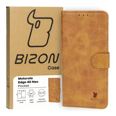 Etui z klapką Bizon Case Pocket do Motorola Edge 40 Neo, brązowe