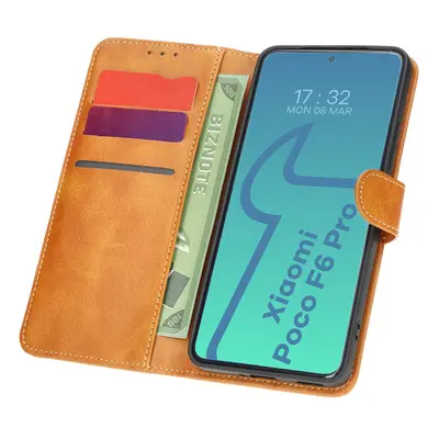 Etui z klapką Bizon Case Pocket do Xiaomi Poco F6 Pro, brązowe