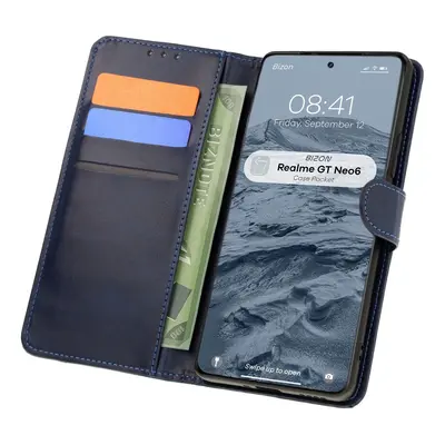 Etui z klapką Bizon Case Pocket do Realme GT 6 / 6T / Neo 6 / Neo 6 SE, granatowe