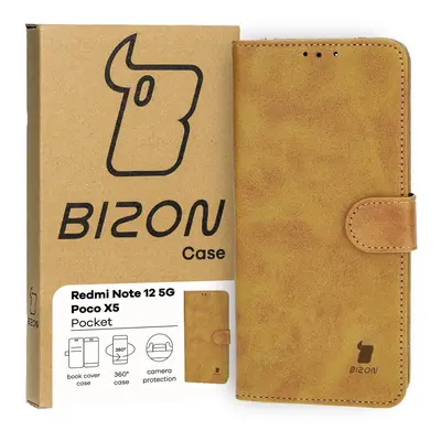 Etui z klapką Bizon Case Pocket do Xiaomi Redmi Note 12 5G / Xiaomi Poco X5, brązowe