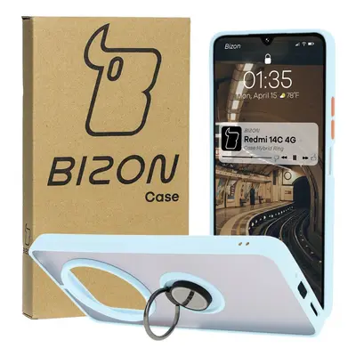 Etui z uchwytem na palec Bizon Case Hybrid Ring do Xiaomi Redmi 14C 4G / POCO C75, przydymione z