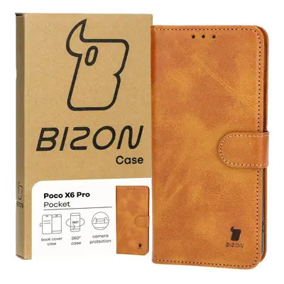 Etui z klapką Bizon Case Pocket do Xiaomi Poco X6 Pro, brązowe