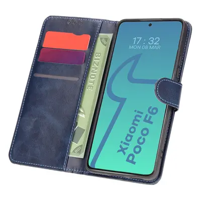 Etui z klapką Bizon Case Pocket do Xiaomi Poco F6, granatowe