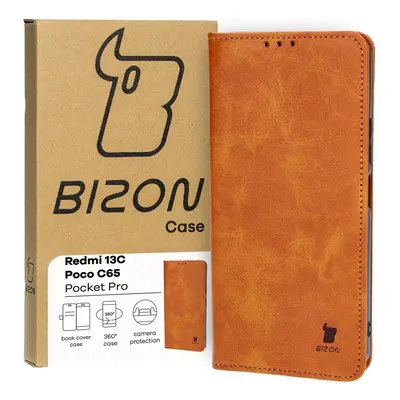 Etui z klapką Bizon Case Pocket Pro do Xiaomi Redmi 13C / Xiaomi Poco C65, brązowe