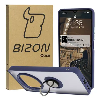 Etui z uchwytem na palec Bizon Case Hybrid Ring do Xiaomi Redmi 14C 4G / POCO C75, przydymione z