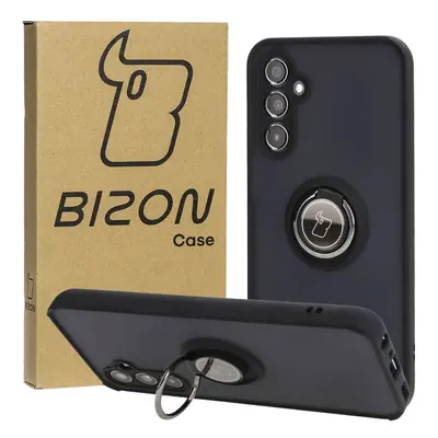 Etui z uchwytem na palec Bizon Case Hybrid Ring do Galaxy M34 5G, przydymione z czarną ramką