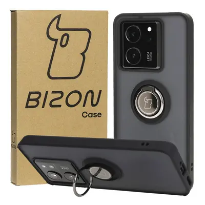 Etui z uchwytem na palec Bizon Case Hybrid Ring do Xiaomi 13T Pro / 13T, przydymione z czarną ra