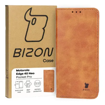 Etui z klapką Bizon Case Pocket Pro do Motorola Edge 40 Neo, brązowe