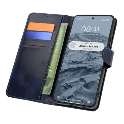 Etui z klapką Bizon Case Pocket do Xiaomi 14T Pro, granatowe