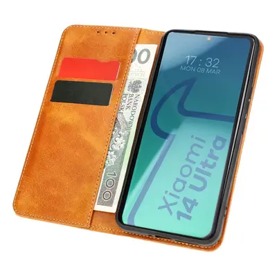 Etui z klapką Bizon Case Pocket Pro do Xiaomi 14 Ultra, brązowe