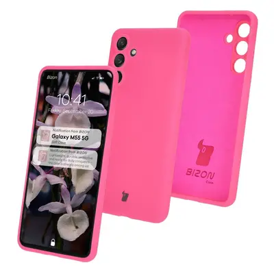 Silikonowe etui Bizon Soft Case do Galaxy M55 5G, neonowo-różowe