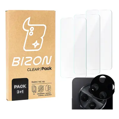 3x Szkło + szybka na aparat Bizon Clear 2 Pack do Xiaomi Redmi 14C 4G