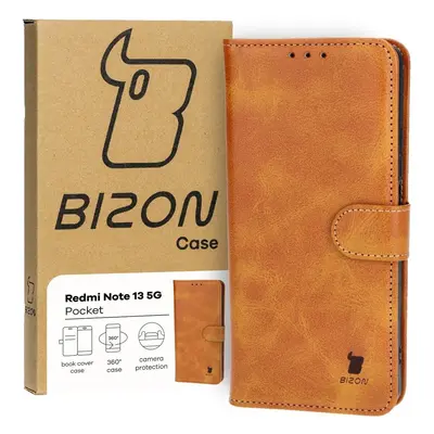 Etui z klapką Bizon Case Pocket do Xiaomi Redmi Note 13 5G, brązowe