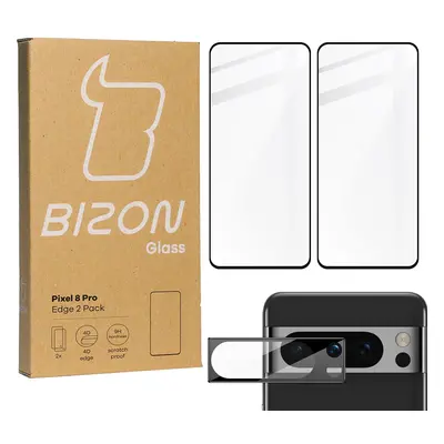 2x Szkło + szybka na aparat BIZON Edge 2 Pack do Pixel 8 Pro