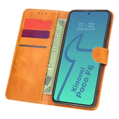 Etui z klapką Bizon Case Pocket do Xiaomi Poco F6, brązowe