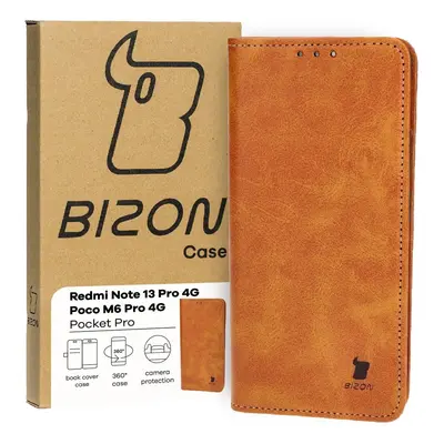 Etui z klapką Bizon Case Pocket Pro do Xiaomi Poco M4 Pro 5G / Xiaomi Redmi Note 11s 5G, brązowe