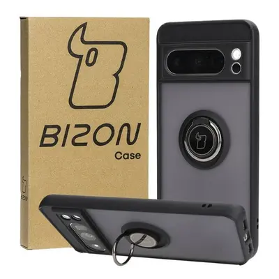 Etui z uchwytem na palec Bizon Case Hybrid Ring do Google Pixel 8 Pro, przydymione z czarną ramk