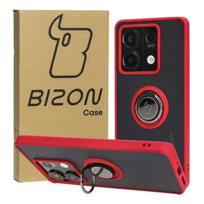 Etui z uchwytem na palec Bizon Case Hybrid Ring do Xiaomi Redmi Note 13 5G, przydymione z czerwo