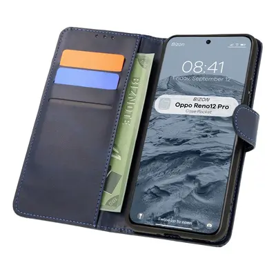 Etui z klapką Bizon Case Pocket do Oppo Reno 12 Pro, granatowe