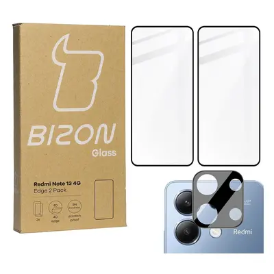 2x Szkło + szybka na aparat BIZON Edge 2 Pack do Xiaomi Redmi Note 13 4G