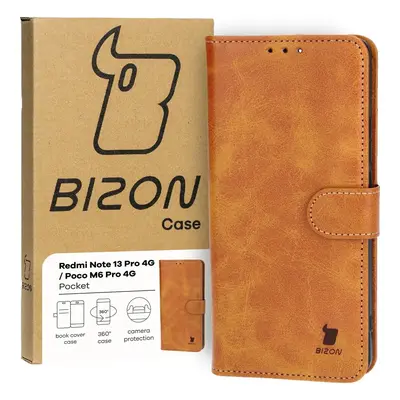 Etui z klapką Bizon Case Pocket do Xiaomi Poco M6 Pro 4G / Xiaomi Redmi Note 13 Pro 4G, brązowe