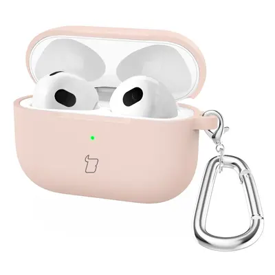 Silikonowe etui z karabińczykiem Bizon Case Headphone Silicone do AirPods 4, jasnoróżowe