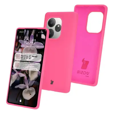 Silikonowe etui Bizon Soft Case do Realme GT 6 / 6T / Neo 6 / Neo 6 SE, neonowo-różowe