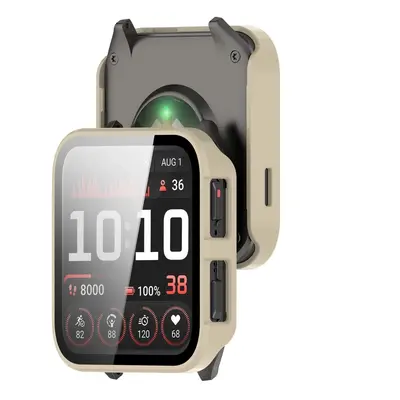 Etui ze szkłem do zegarka Bizon Case+Glass Watch do Garmin Venu X1, beżowe