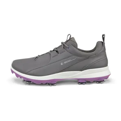 ECCO W Golf Biom Tour - Damskie wodoodporne skórzane buty do golfa z kolcami - Szary - Size: 37 