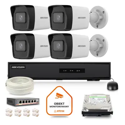 Zestaw Monitoringu IP HIKVISION 4 Kamer tubowych 4MPX