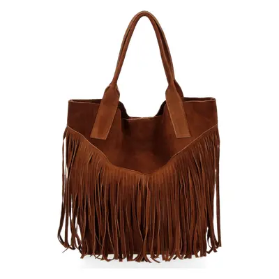 Torebka Skórzana Boho Shopper Bag Vittoria Gotti Brązowa VPOS9 (kolory)