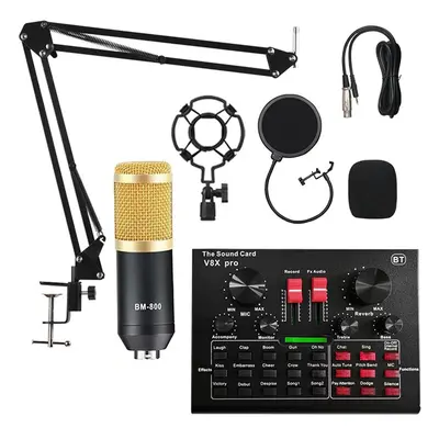 Mikrofon studyjny z mixerem kartą dźwiękową Bluetooth karaoke Sodial V8x Pro KIT