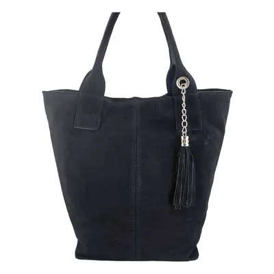 Shopper bag - torebka damska zamszowa - Czarna