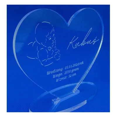 Metryczka dla dziecka - personalizowana statuetka na szkle akrylowym - prezent dla dziecka narod