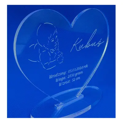 Metryczka dla dziecka - personalizowana statuetka na szkle akrylowym - prezent dla dziecka narodziny, chrzest