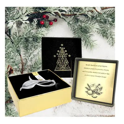 SREBRN BROSZKA LIŚĆ SREBRO 925 PREZENT NA ŚWIETA ELEGANCKI MAMY ŻONY BABCI