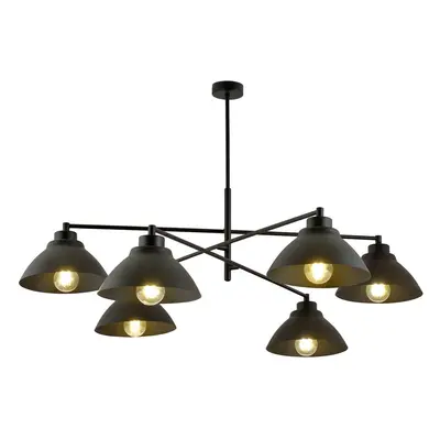 Rustykalna lampa sufitowa MAVERICK 6 BLACK 1211/6