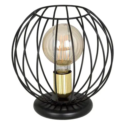 Dekoracyjna lampa stołowa metalowa klosz druciany 60W czarny/złoty 144/LN1 ALBIO LN1