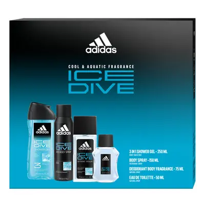 ADIDAS Zestaw prezentowy Ice Dive (Dezodorant naturalny spray 75ml+Dezodorant spray 150ml+Żel po