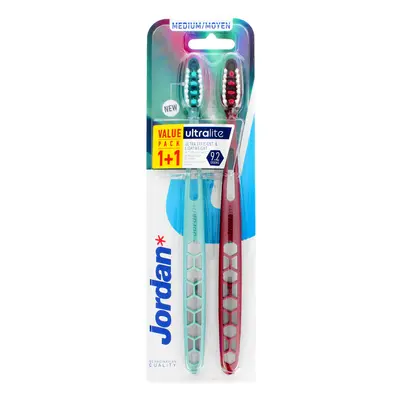 Jordan Ultralite Szczoteczka do zębów DUO - medium-2szt.(1+1) - mix kolorów