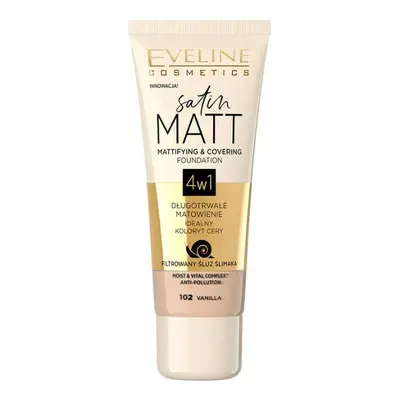 Eveline Satin Matt Podkład matujący 4w1 nr 102 Vanilla 30ml