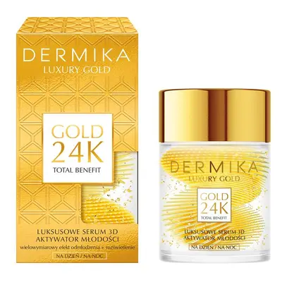 Dermika Luxury Gold 24K Total Benefit Luksusowe Serum 3D - Aktywator Młodości na dzień i noc 60g