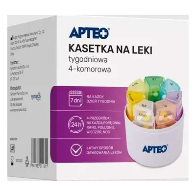 APTEO Kasetka na leki tygodniowa 4-komorowa x 1 sztuka